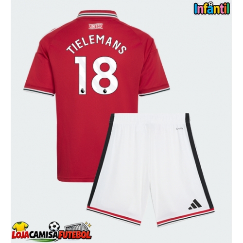 Camisa de Futebol Manchester United Youri Tielemans #18 Equipamento Principal Infantil 2026-27 Manga Curta (+ Calças curtas)